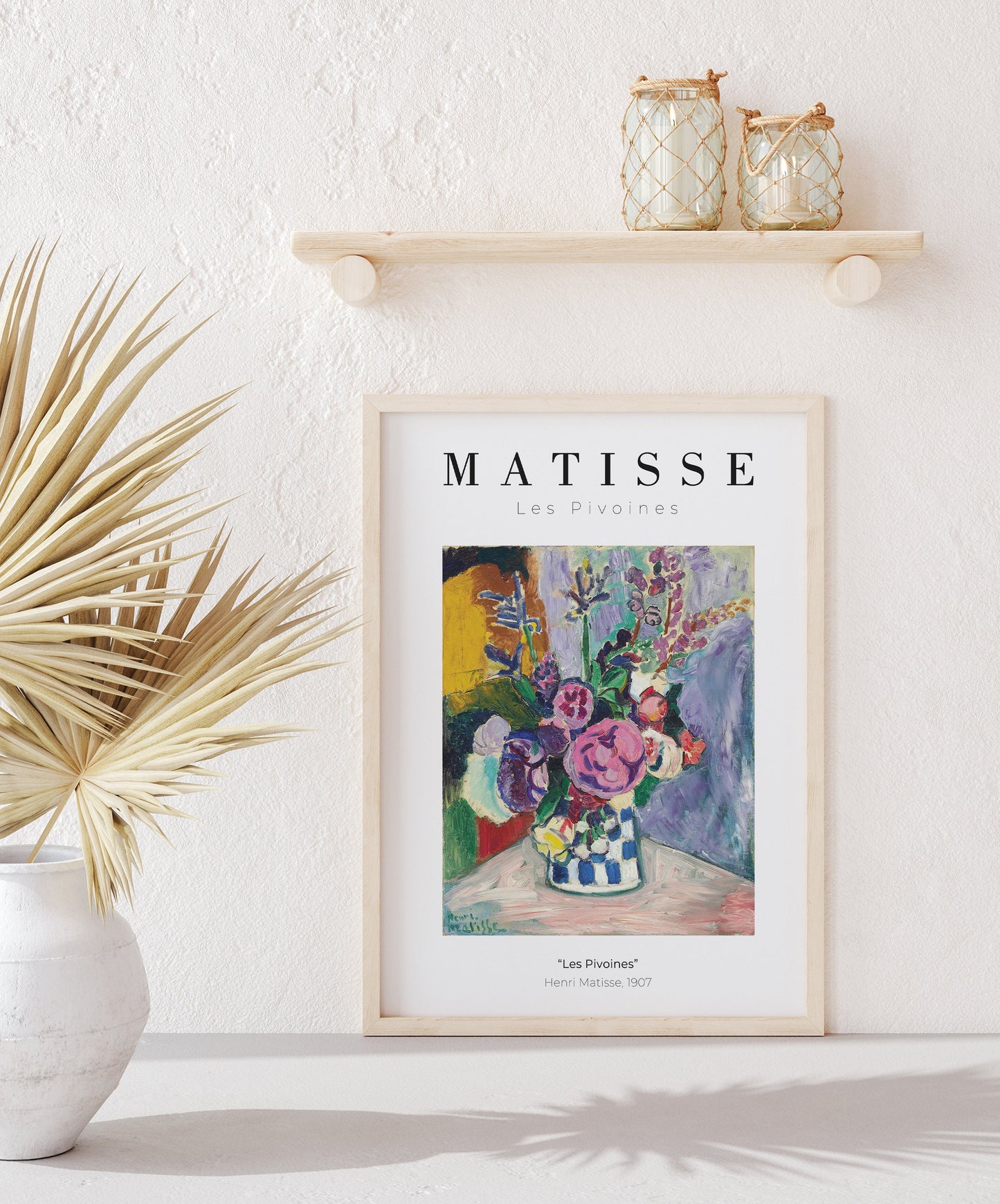 Henri Matisse Wall art, Matisse Les Pivoines, Framed canvas wall art, Modern art for bedroom, living room and dining room (with hanging kit)