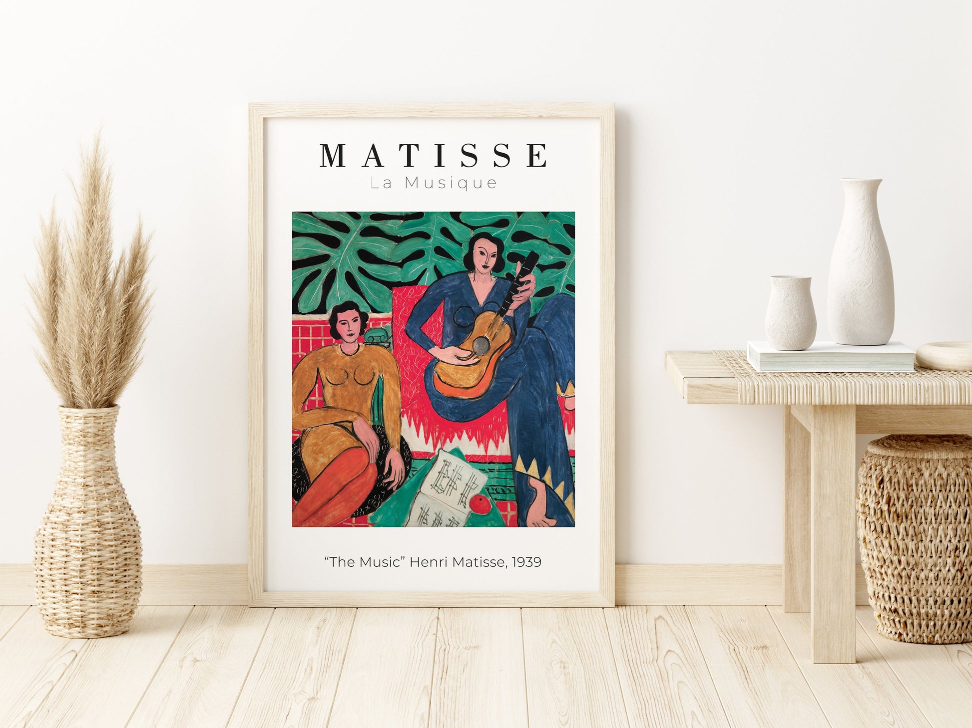 EasySuger Matisse Wall art, The Music, Framed canvas wall art, Modern art for bedroom, living room and dining room (with hanging kit)