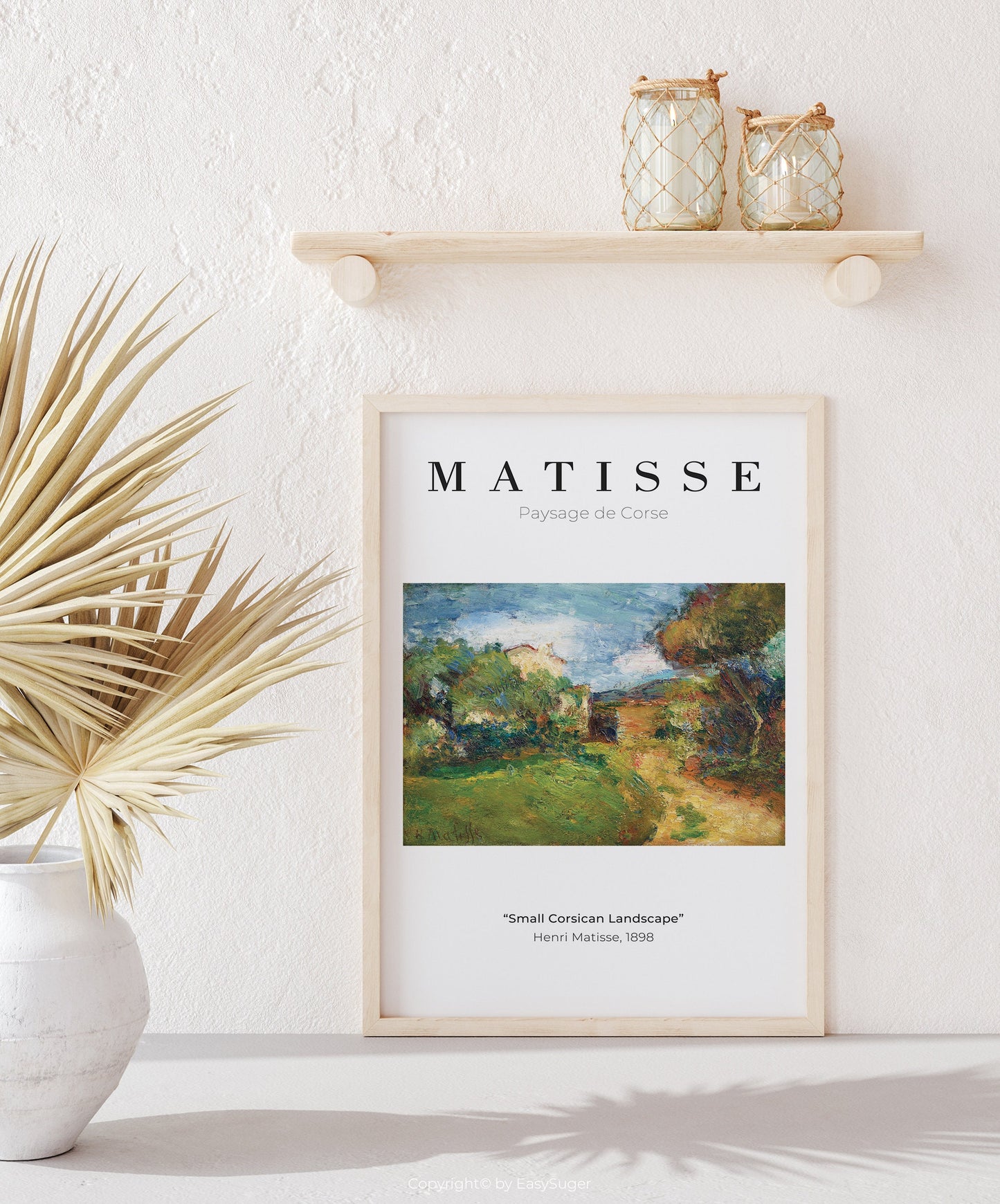 Matisse Wall art, Small Corsican Landscape, Framed canvas wall art, Modern art for bedroom, living room and dining room (with hanging kit)