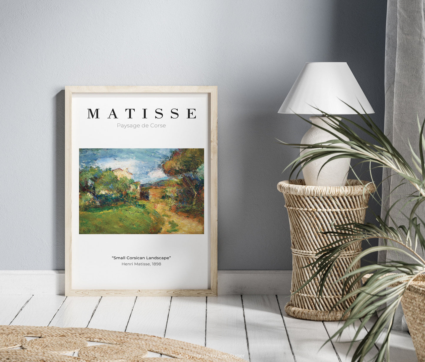 Matisse Wall art, Small Corsican Landscape, Framed canvas wall art, Modern art for bedroom, living room and dining room (with hanging kit)