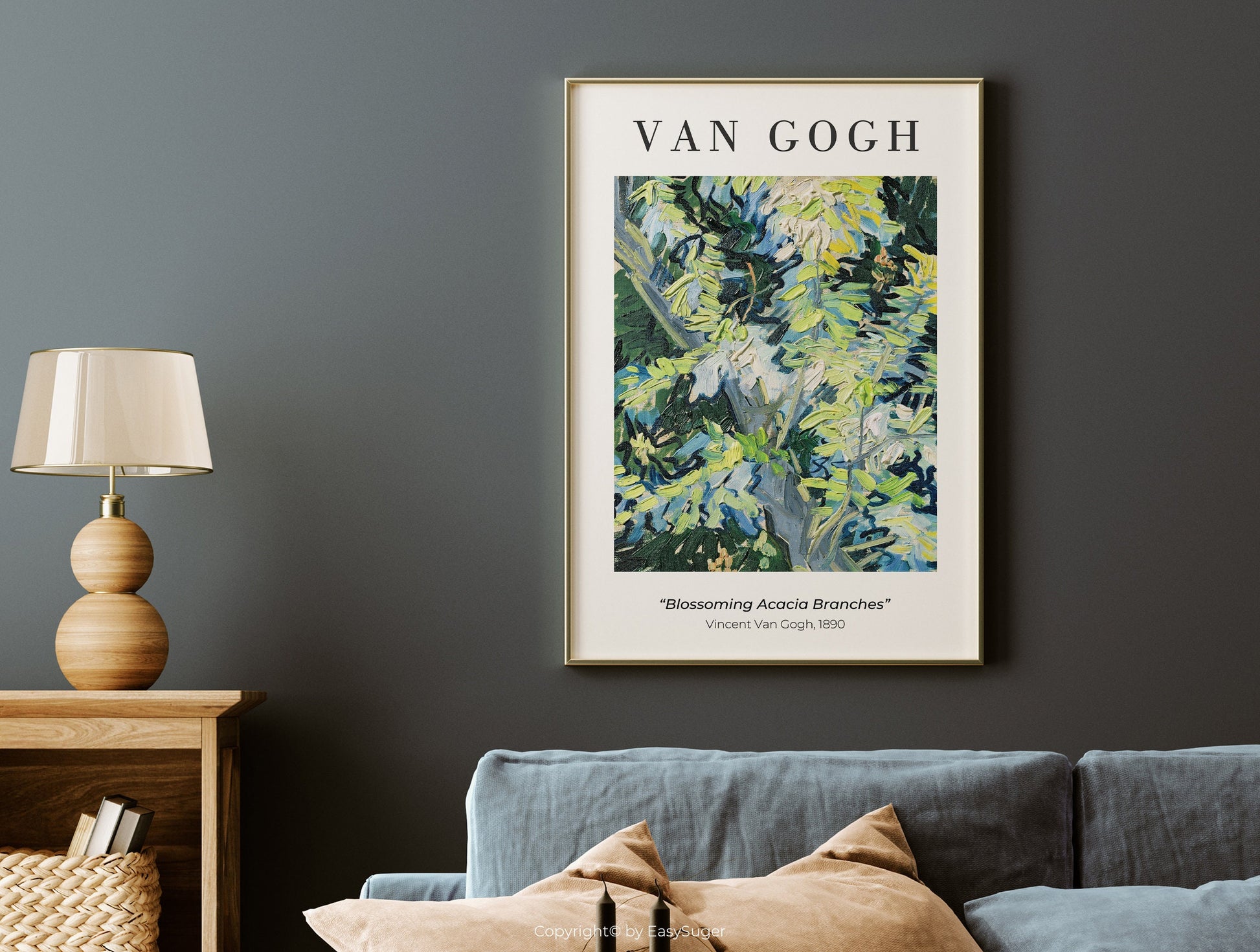 EasySuger Van Gogh Wall Art | Blossoming Acacia Branches | Framed Canvas Wall Art for living room and bedroom VG-59