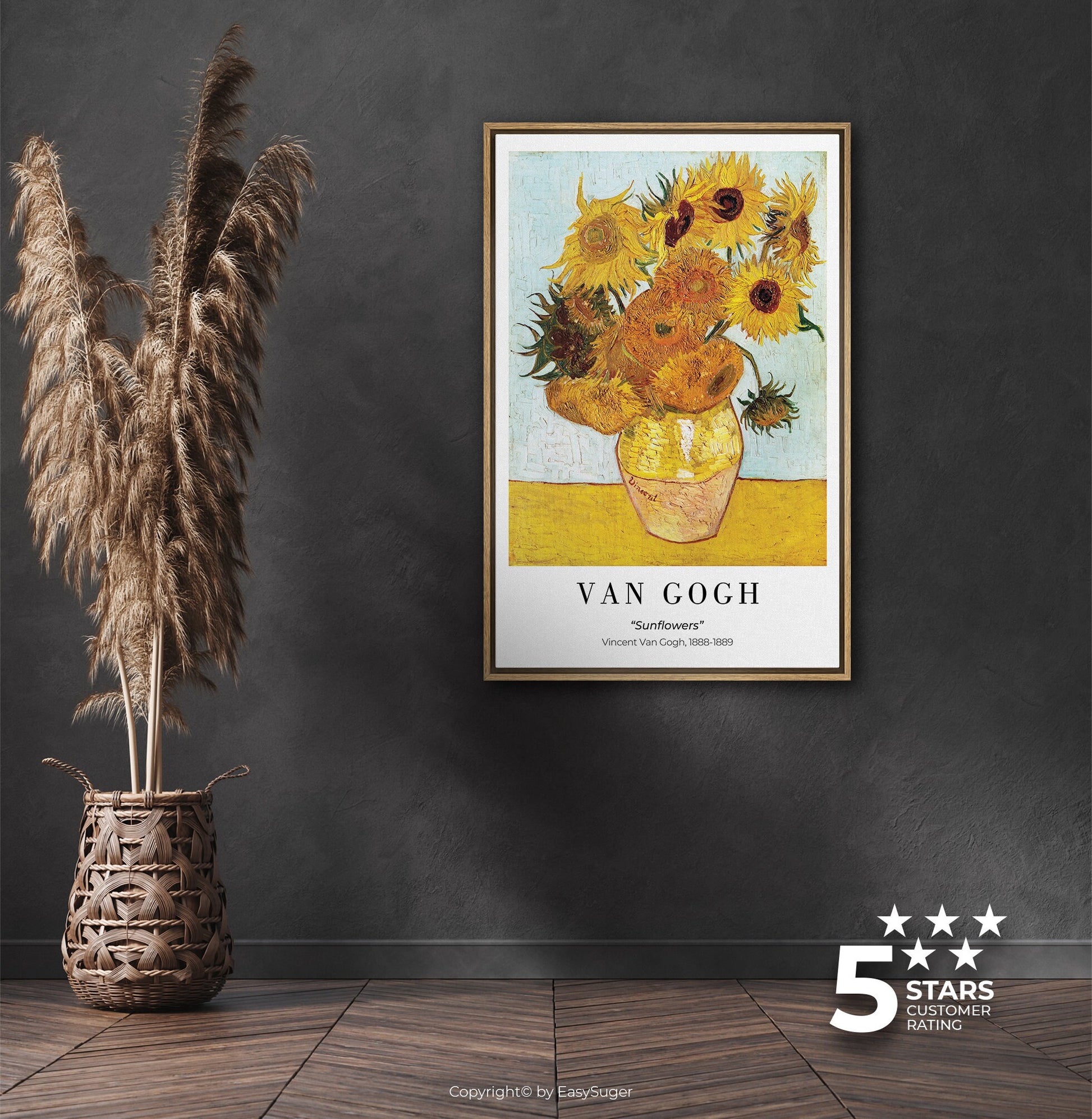 EasySuger Van Gogh Wall Art | Sunflowers | Framed Canvas Wall Art for living room and bedroom