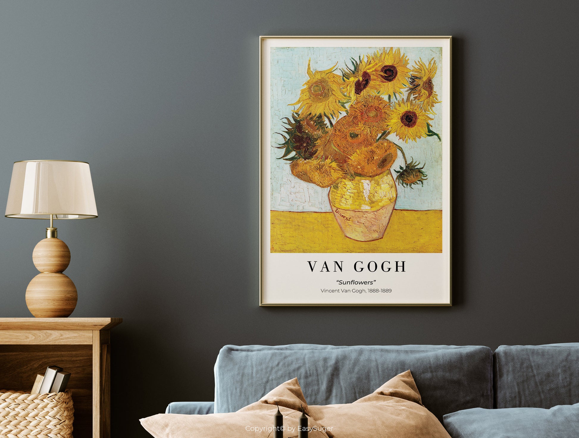 EasySuger Van Gogh Wall Art | Sunflowers | Framed Canvas Wall Art for living room and bedroom