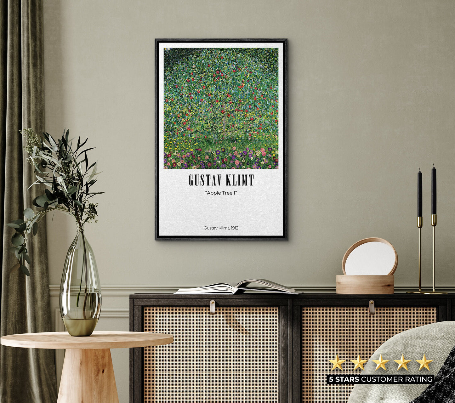 EasySuger Apple Tree I by Gustav Klimt, Framed Wall Art, Framed Canvas Wall art with hanging kit