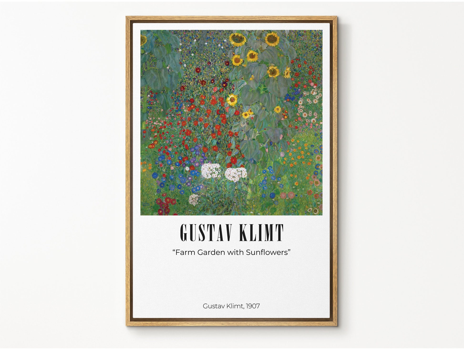 EasySuger Farm Garden with Sunflowers by Gustav Klimt, Framed Wall Art, Framed Canvas Wall art with hanging kit