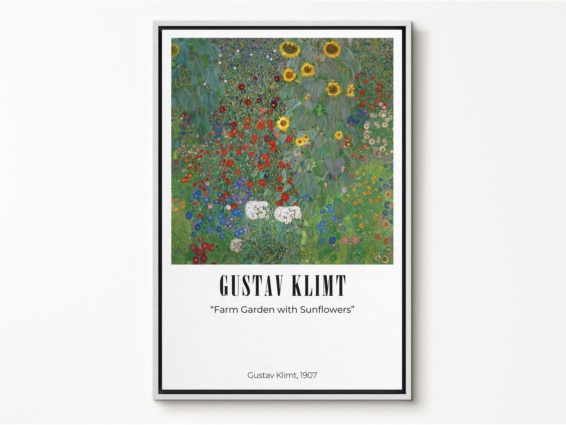 EasySuger Farm Garden with Sunflowers by Gustav Klimt, Framed Wall Art, Framed Canvas Wall art with hanging kit