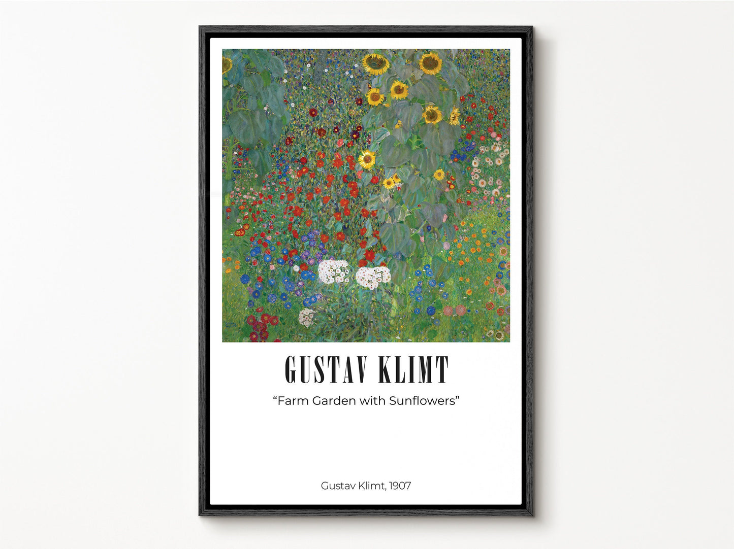 EasySuger Farm Garden with Sunflowers by Gustav Klimt, Framed Wall Art, Framed Canvas Wall art with hanging kit