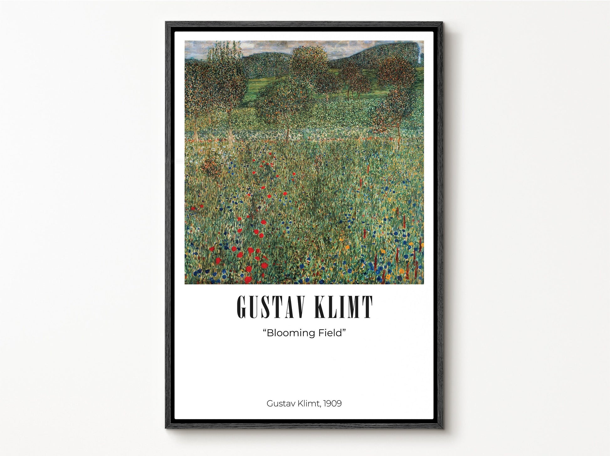 EasySuger Blooming Field by Gustav Klimt, Framed Wall Art, Framed Canvas Wall art with hanging kit