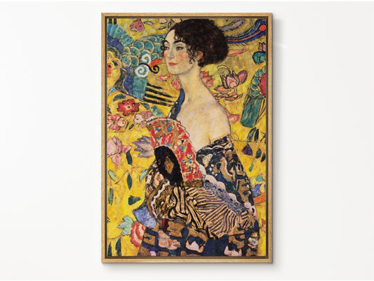 EasySuger Lady with Fan by Gustav Klimt | Framed Canvas Wall art