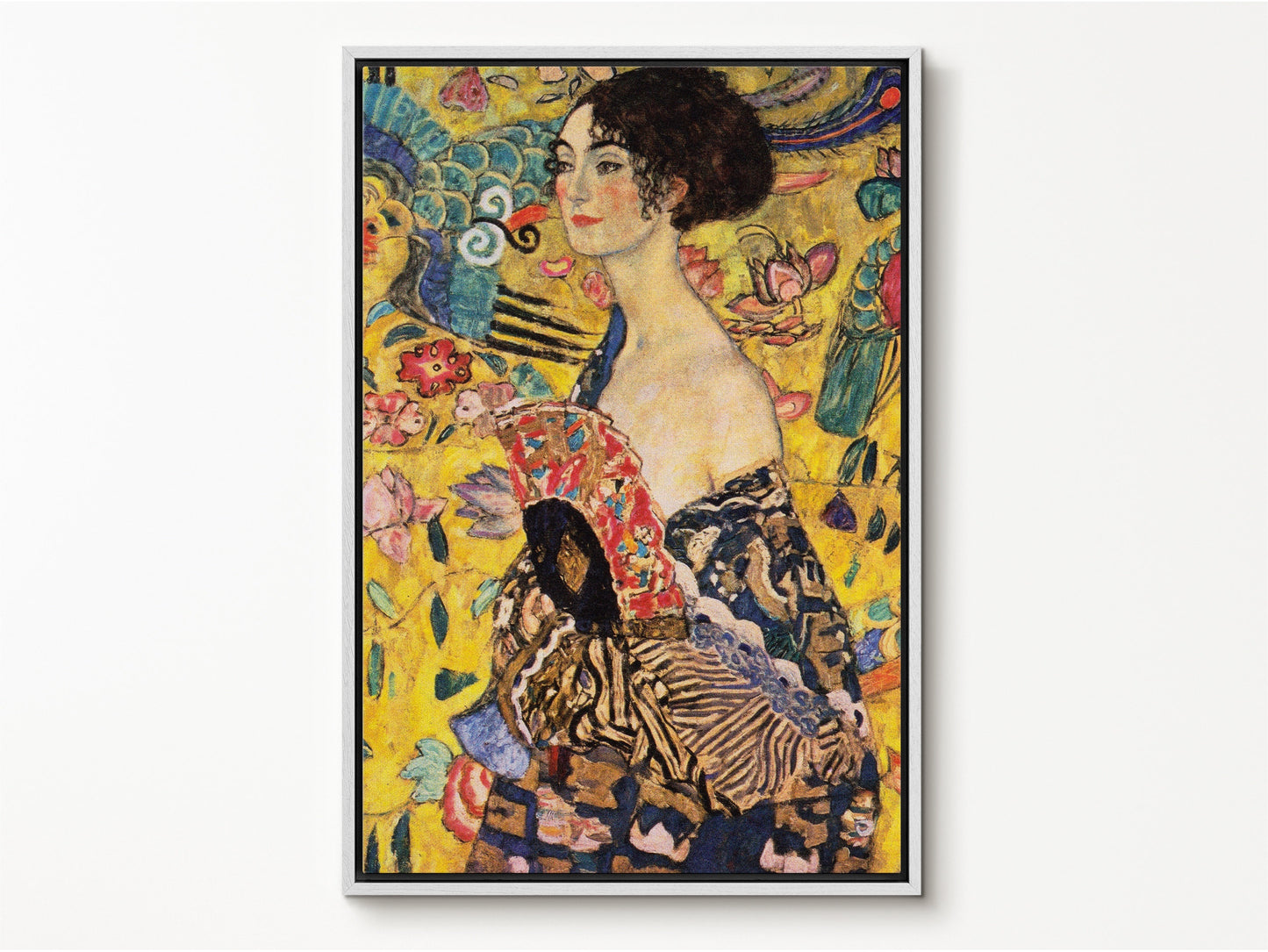 EasySuger Lady with Fan by Gustav Klimt | Framed Canvas Wall art