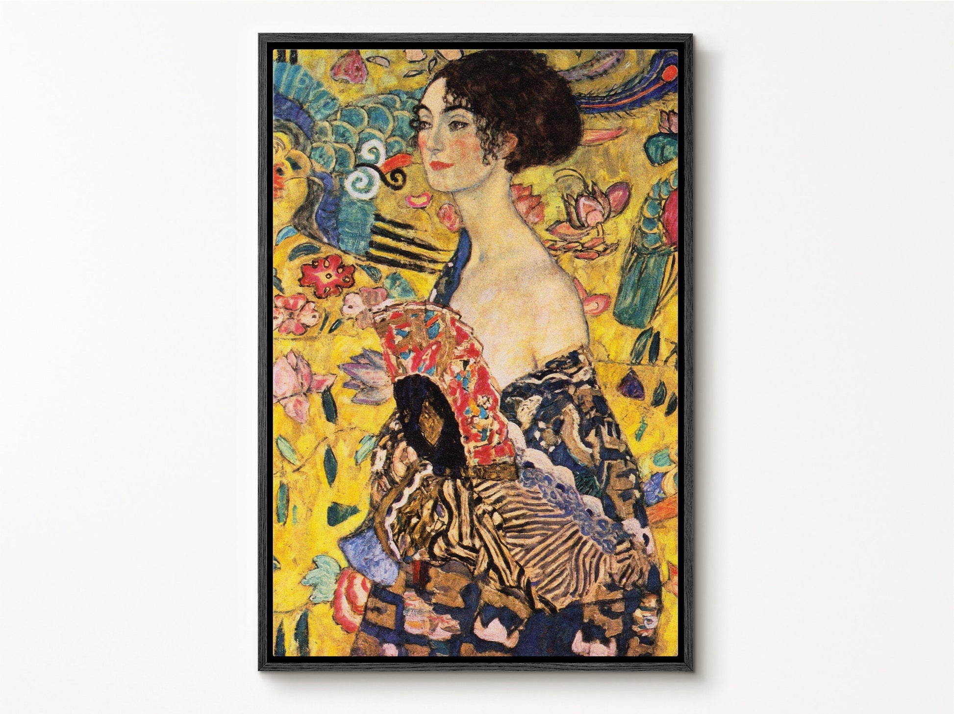 EasySuger Lady with Fan by Gustav Klimt | Framed Canvas Wall art