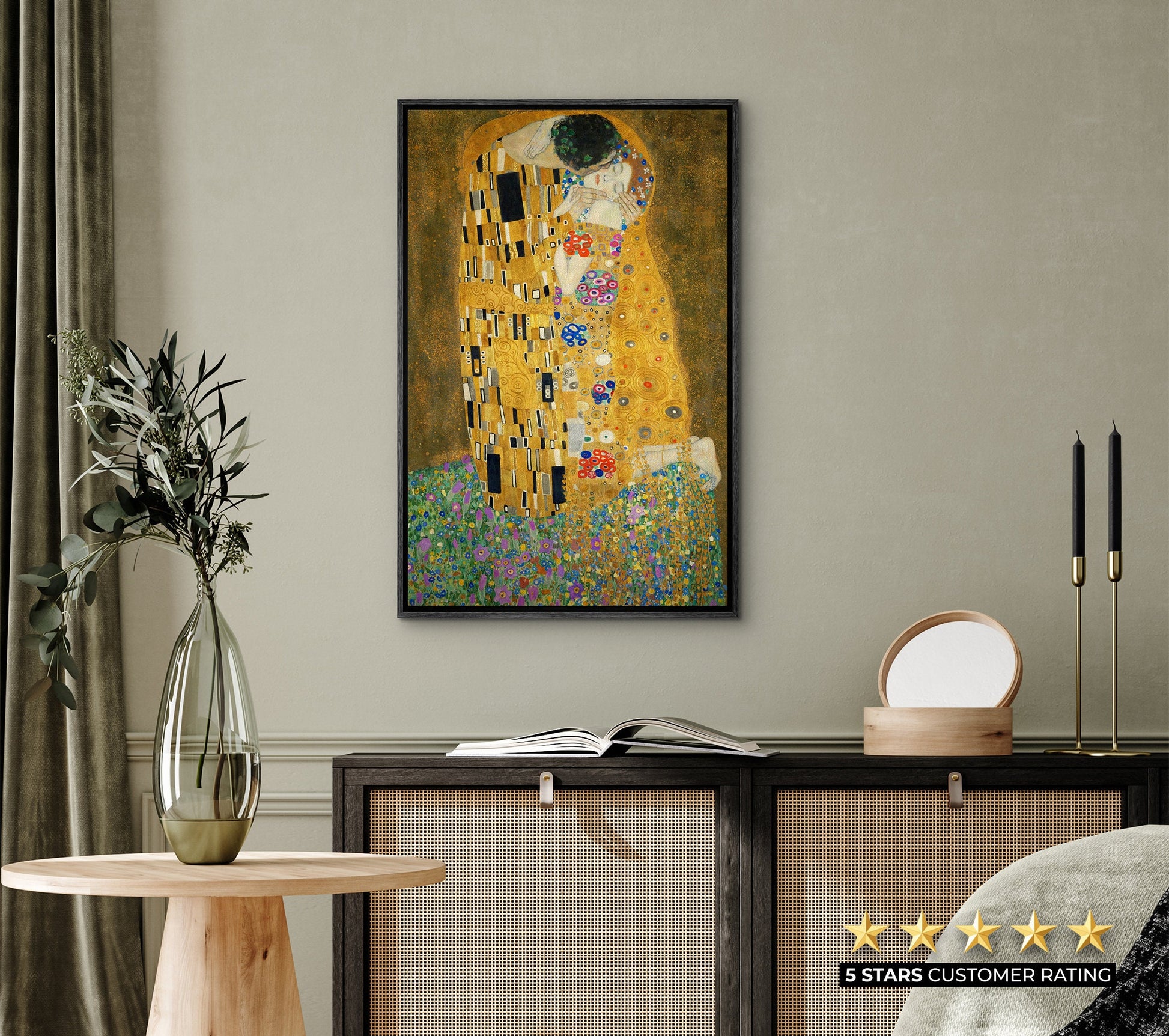 EasySuger The Kiss by Gustav Klimt | Framed Canvas Wall art