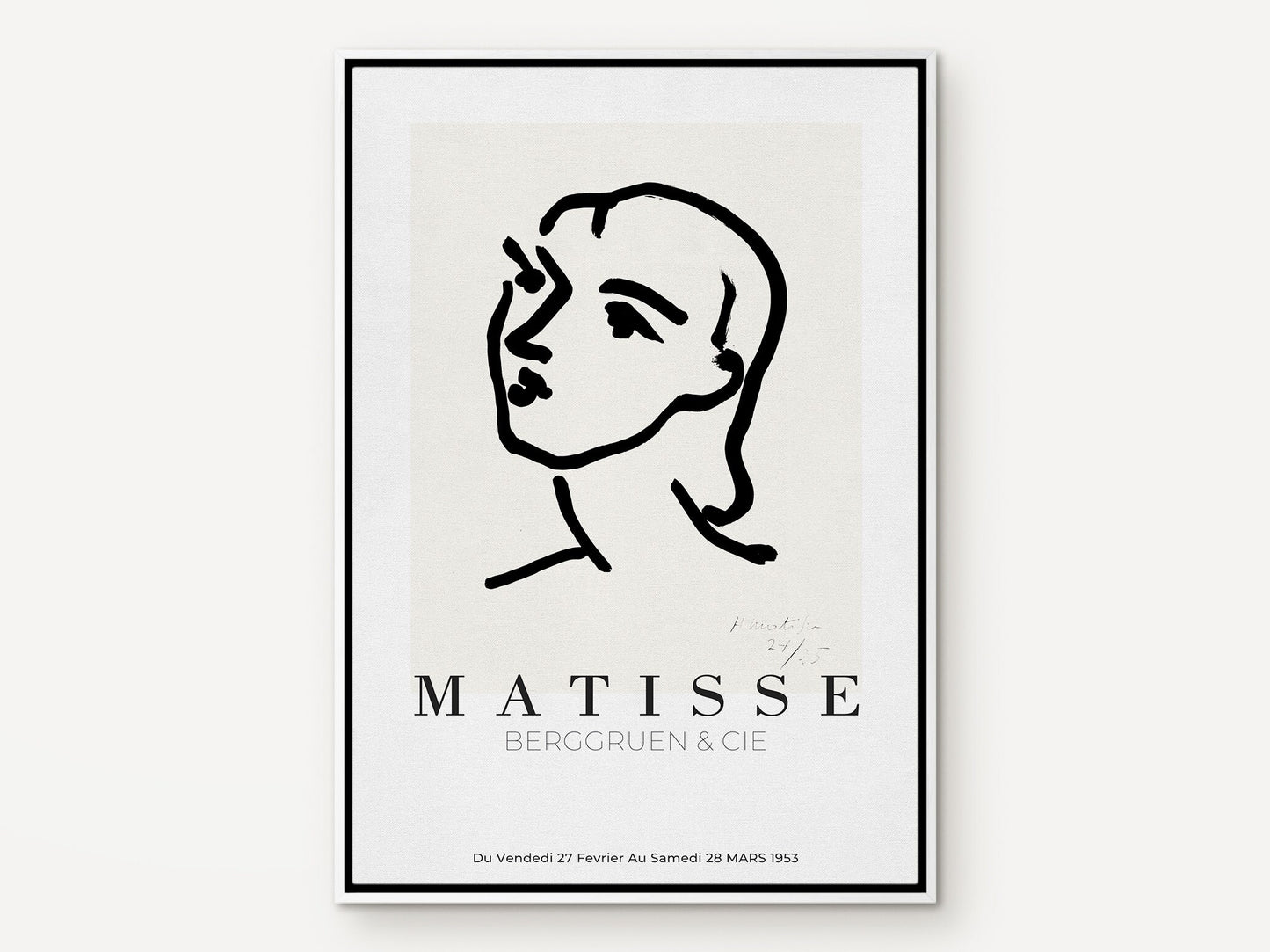 Matisse Wall art, Line Drawing Face, Framed canvas wall art, Modern art for bedroom, living room and dining room (with hanging kit)