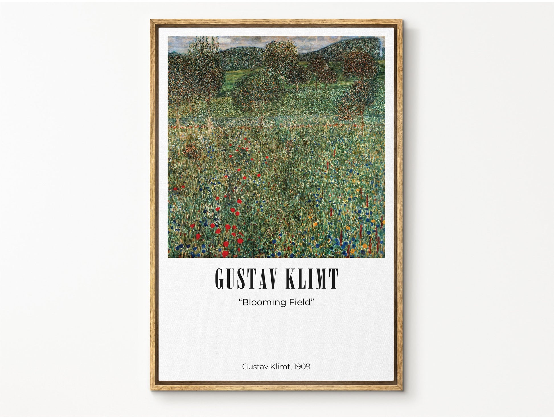 EasySuger Blooming Field by Gustav Klimt, Framed Wall Art, Framed Canvas Wall art with hanging kit