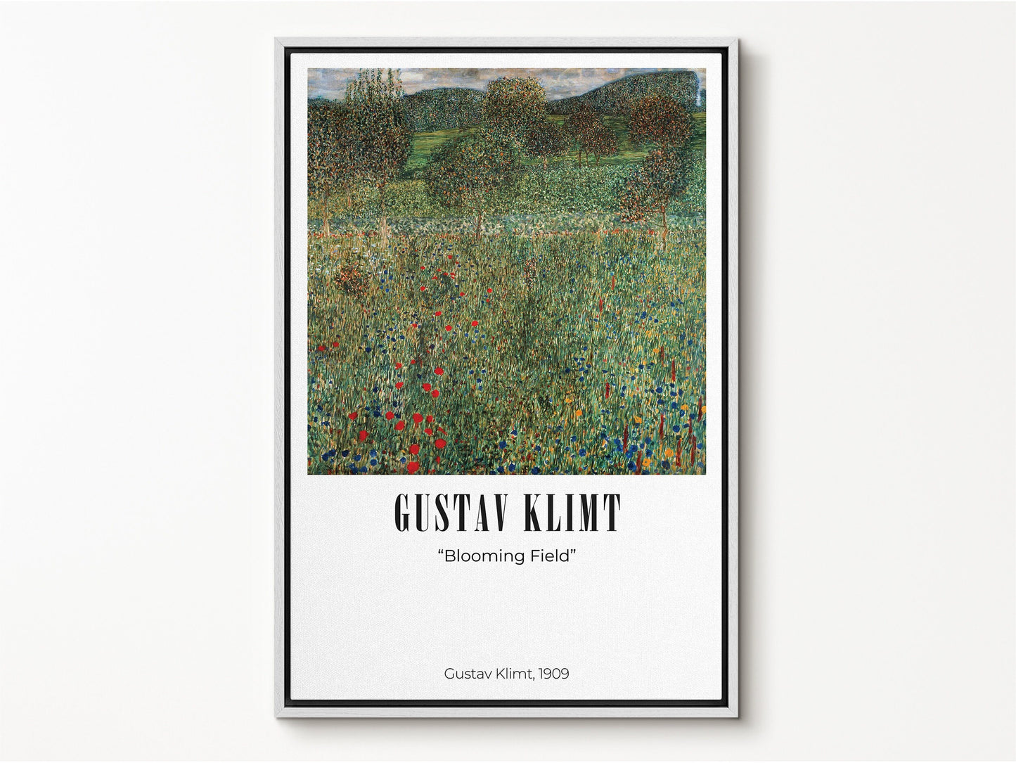 EasySuger Blooming Field by Gustav Klimt, Framed Wall Art, Framed Canvas Wall art with hanging kit