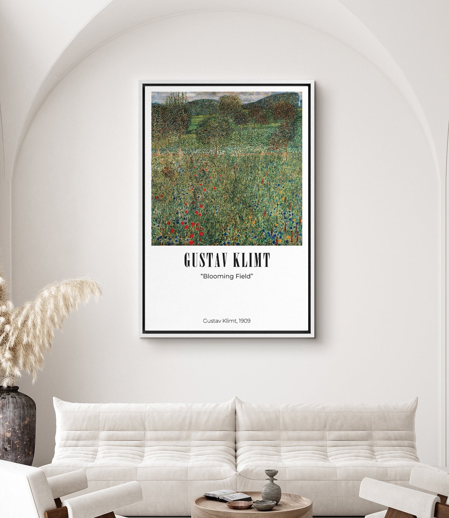 EasySuger Blooming Field by Gustav Klimt, Framed Wall Art, Framed Canvas Wall art with hanging kit