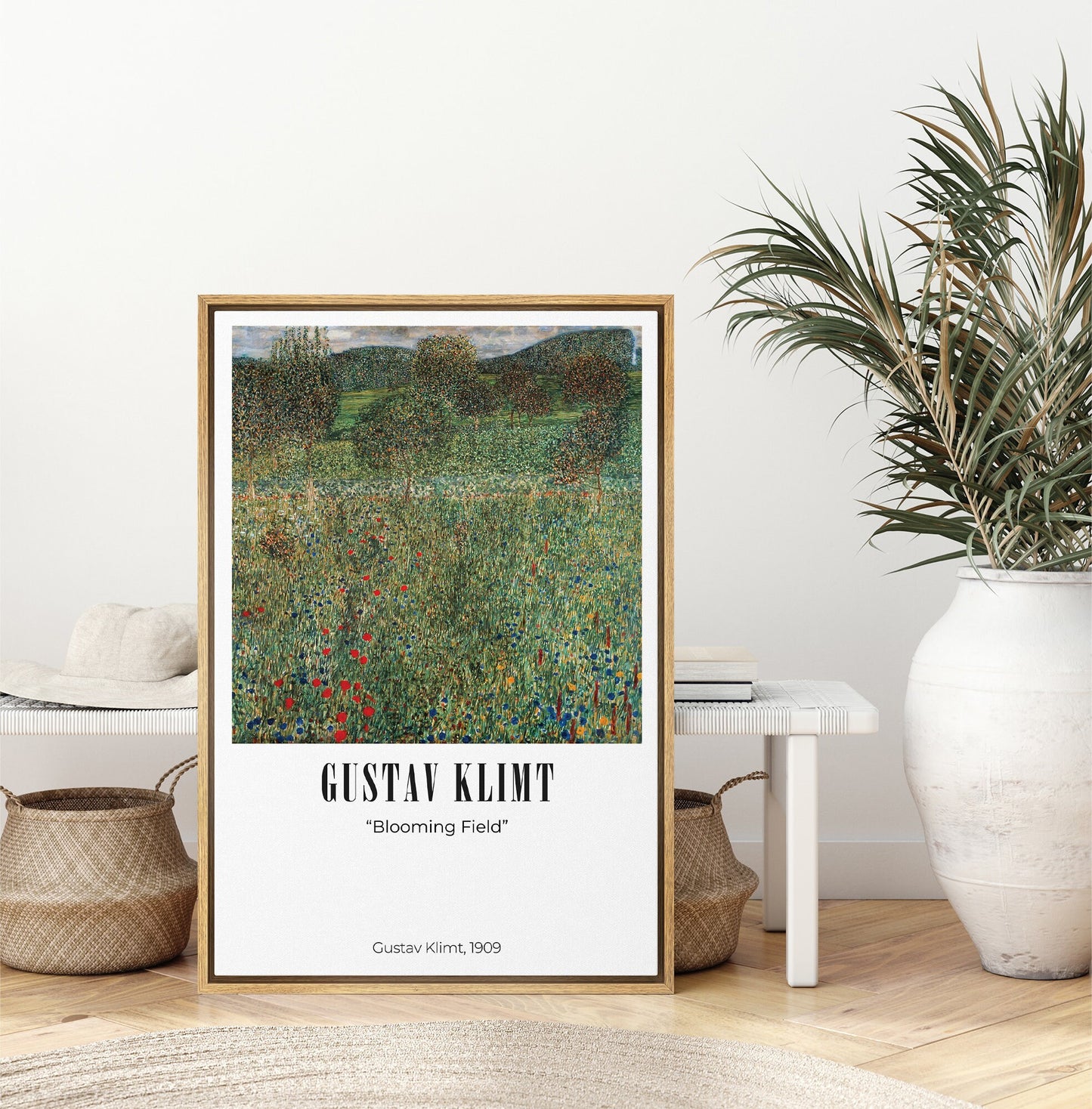 EasySuger Blooming Field by Gustav Klimt, Framed Wall Art, Framed Canvas Wall art with hanging kit