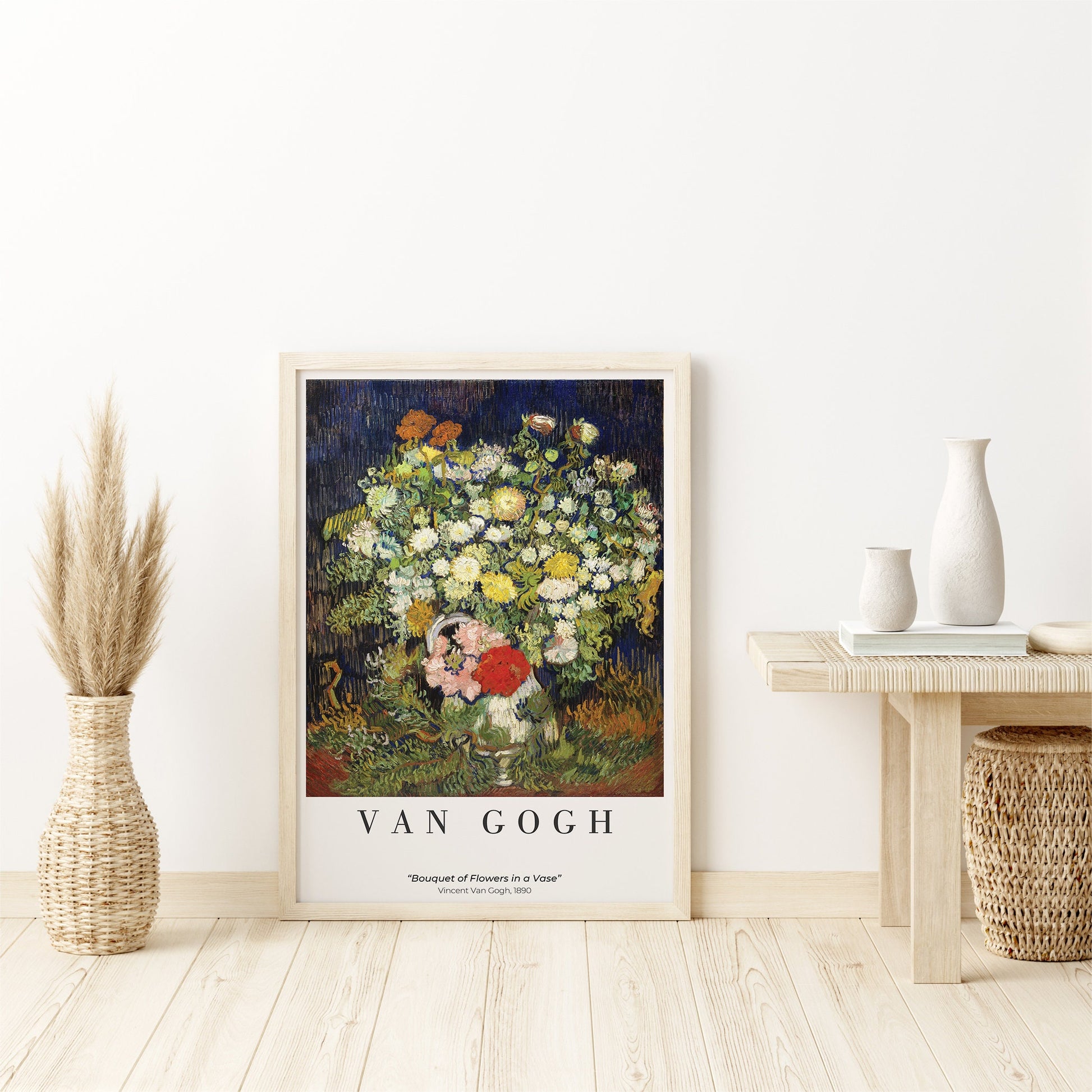 EasySuger Van Gogh Wall Art | Bouquet of Flowers in a Vase | Framed Canvas Wall Art for living room and bedroom