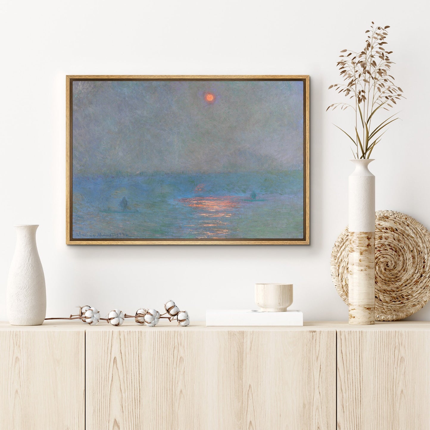 EasySuger Claude Monet Wall Art | Waterloo Bridge, Sunlight in the Fog (1903) | Framed Canvas Wall Art with hanging kit