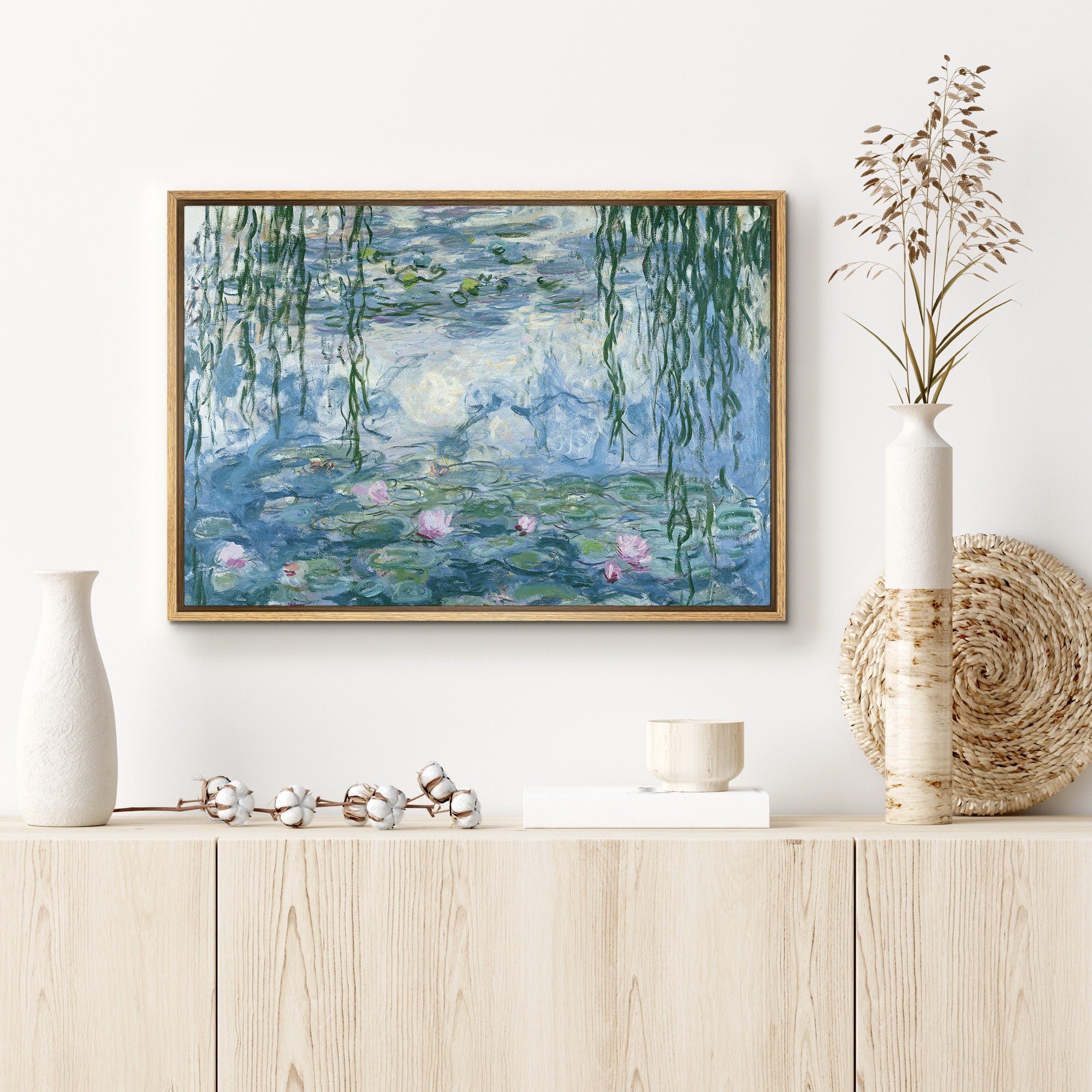 EasySuger Claude Monet Wall Art | Antibes in the outlet Morning | Framed Canvas Wall Art with hanging kit