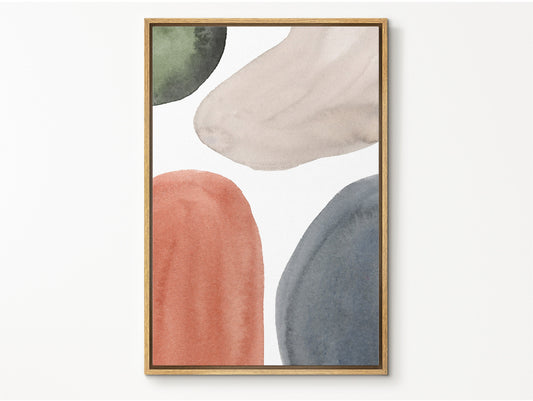 Watercolor Painting Wall Art, Large Gallery Abstract Shapes Wall Art Framed, Mid Century Wall art, Watercolor Art Prints