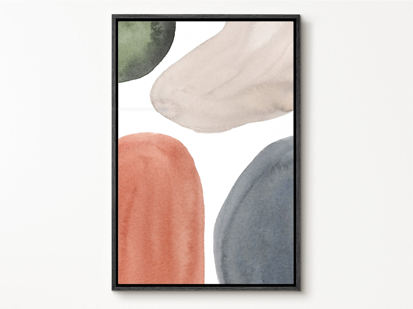 Watercolor Painting Wall Art, Large Gallery Abstract Shapes Wall Art Framed, Mid Century Wall art, Watercolor Art Prints