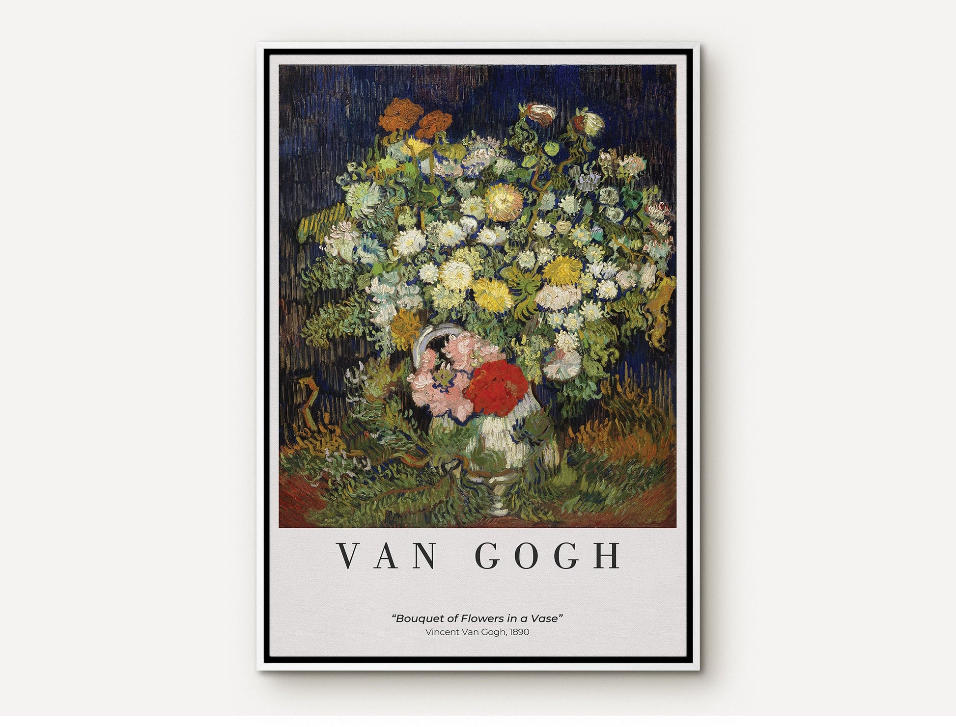 EasySuger Van Gogh Wall Art | Bouquet of Flowers in a Vase | Framed Canvas Wall Art for living room and bedroom