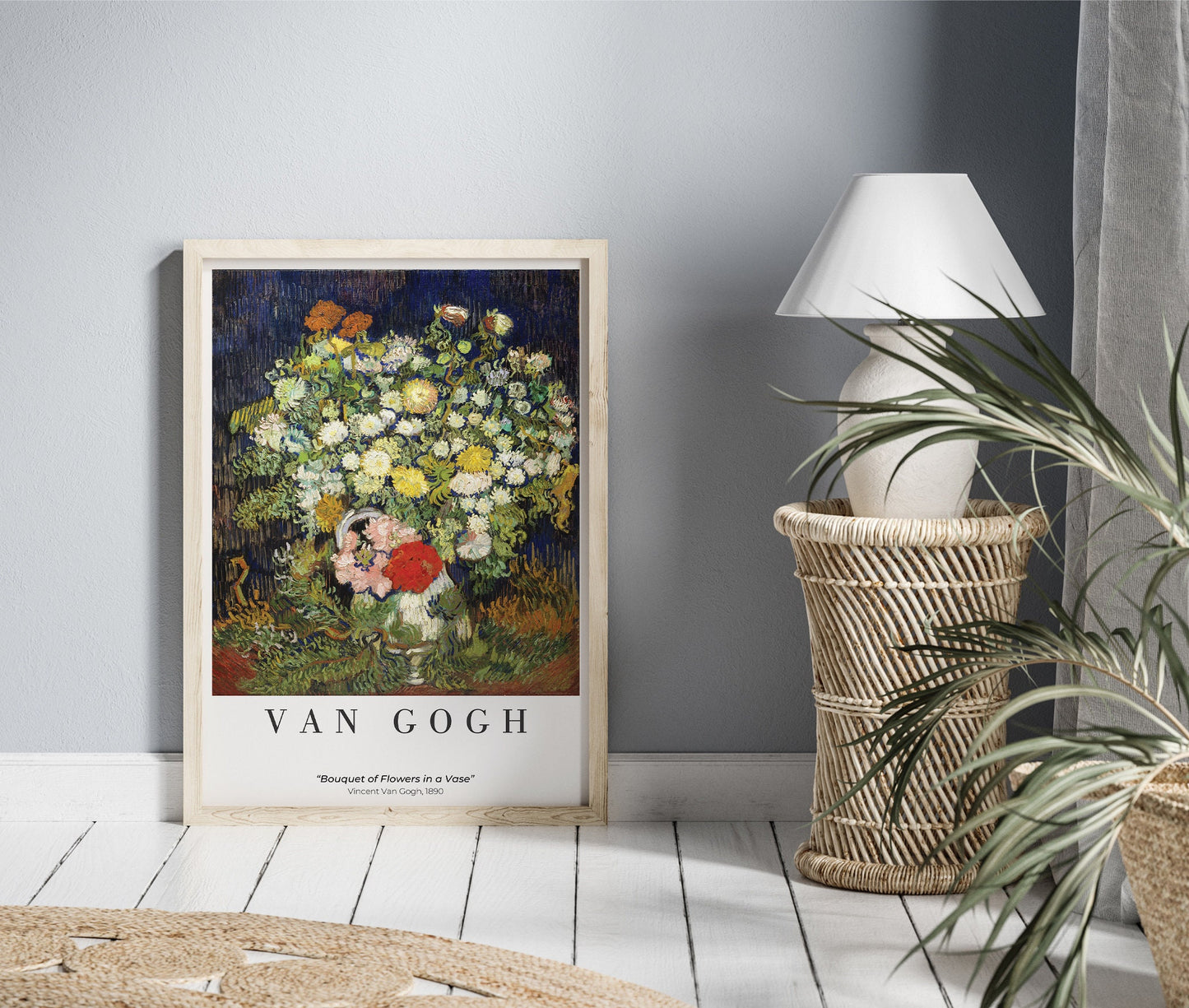 EasySuger Van Gogh Wall Art | Bouquet of Flowers in a Vase | Framed Canvas Wall Art for living room and bedroom