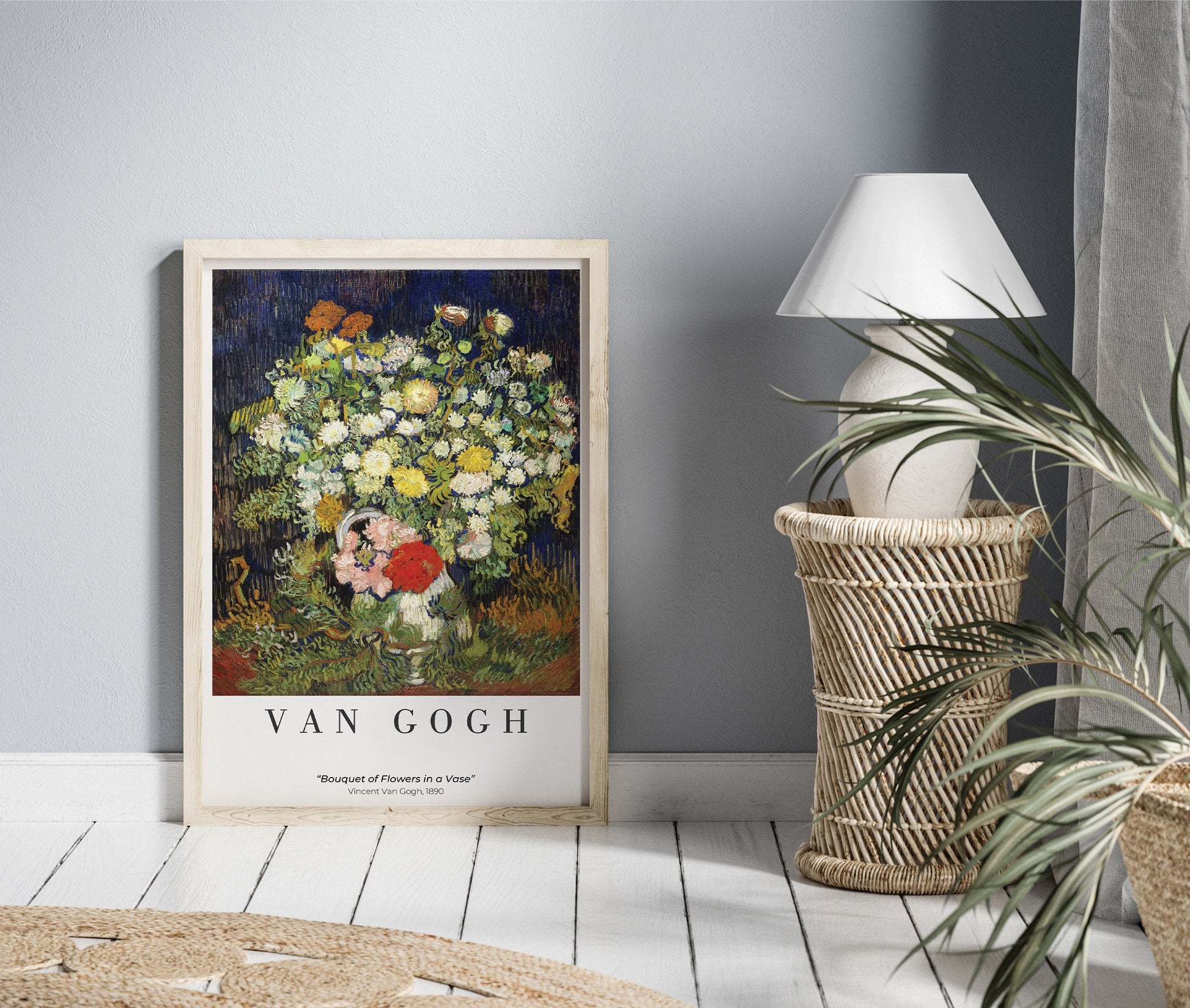 EasySuger Van Gogh Wall Art | Bouquet of Flowers in a Vase | Framed Canvas Wall Art for living room and bedroom