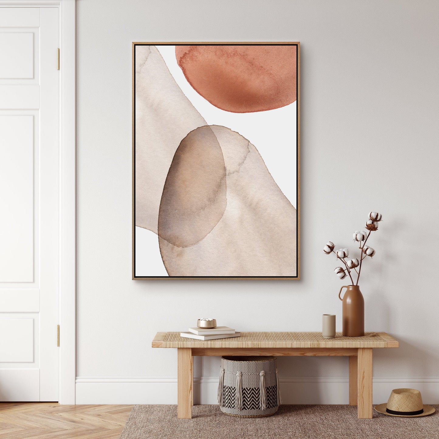 Watercolor Painting Wall Art, Large Gallery Abstract Shapes Wall Art Framed, Mid Century Wall art, Watercolor Art Prints with hanging kit