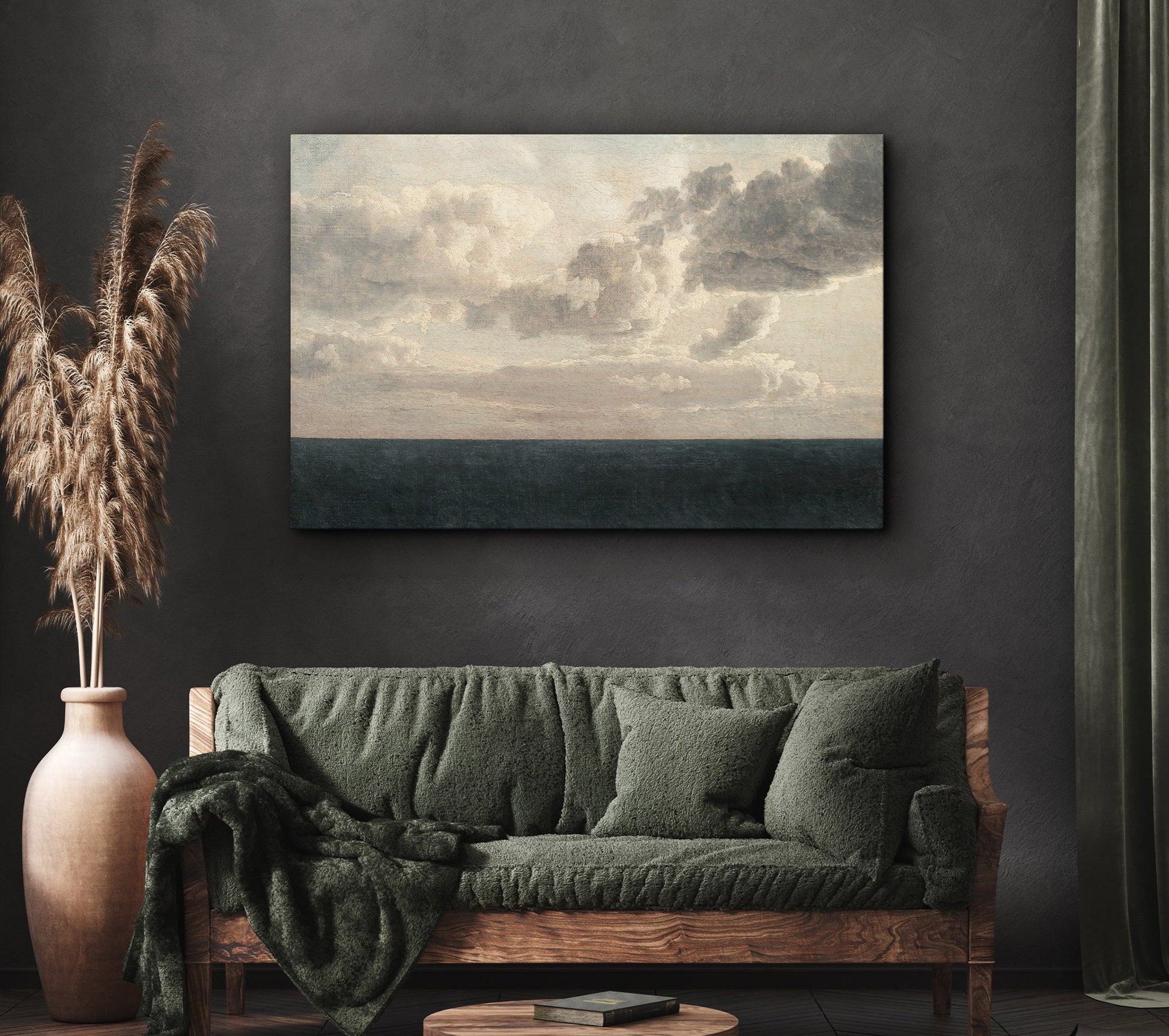 EasySuger Seascape Wall Art, Ocean Sky Gallery Framed Art, Vintage Wall Art with Hanging kit | TV43