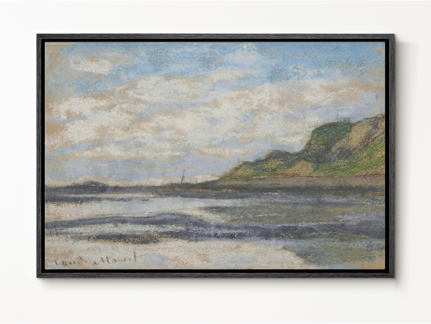 EasySuger Claude Monet Wall Art | Sainte-Adresse, the Point of the Heve, 1864 | Framed Canvas Wall Art with hanging kit