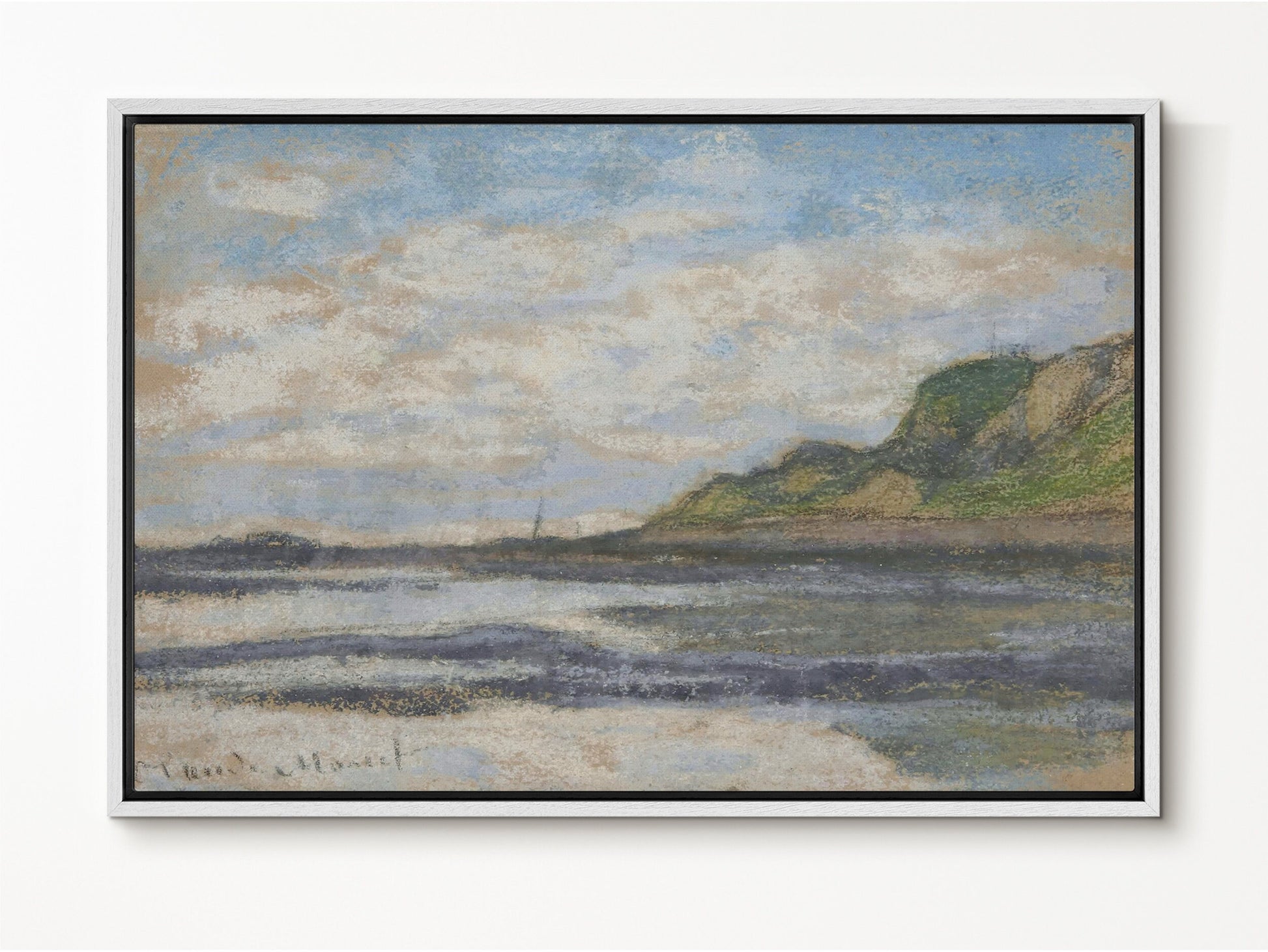 EasySuger Claude Monet Wall Art | Sainte-Adresse, the Point of the Heve, 1864 | Framed Canvas Wall Art with hanging kit