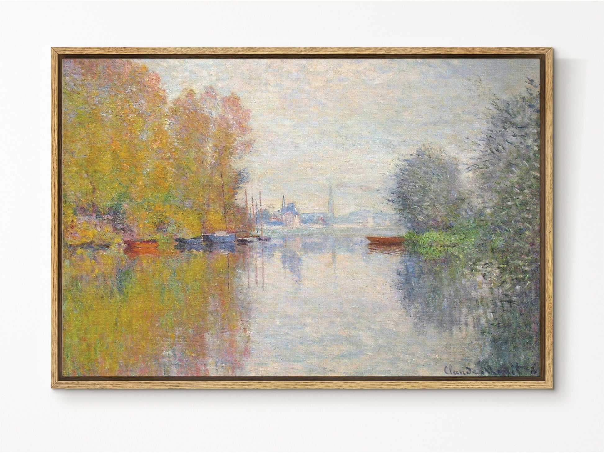 EasySuger Claude Monet Wall Art | Autumn on the Seine at Argenteuil, 1873 | Framed Canvas Wall Art with hanging kit