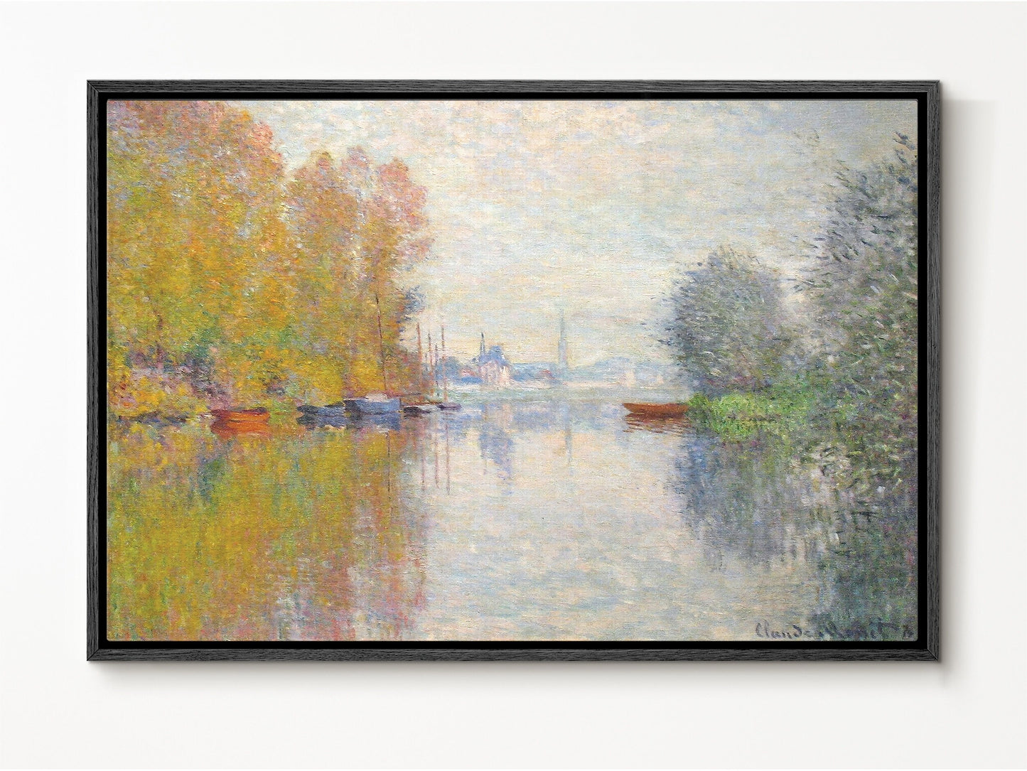 EasySuger Claude Monet Wall Art | Autumn on the Seine at Argenteuil, 1873 | Framed Canvas Wall Art with hanging kit