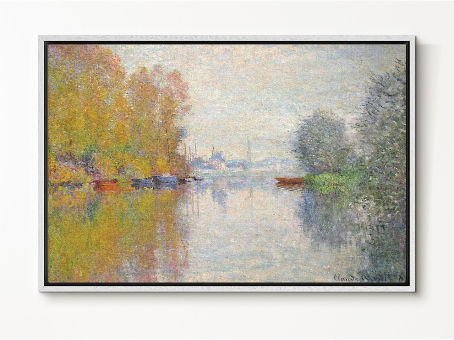 EasySuger Claude Monet Wall Art | Autumn on the Seine at Argenteuil, 1873 | Framed Canvas Wall Art with hanging kit