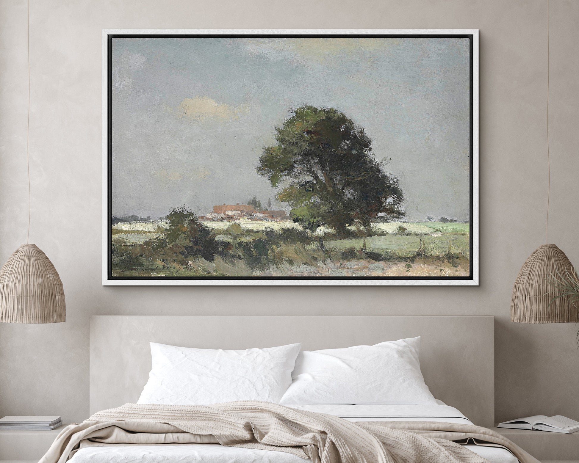 EasySuger Oil Painting Landscape Wall Art, Nature Framed Large Gallery Art, Minimalist Art Ready to Hang (with hanging kit)