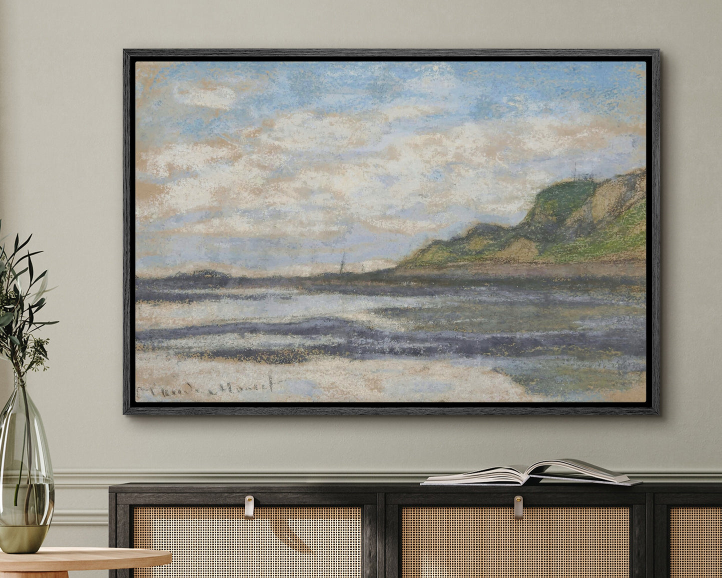 EasySuger Claude Monet Wall Art | Sainte-Adresse, the Point of the Heve, 1864 | Framed Canvas Wall Art with hanging kit