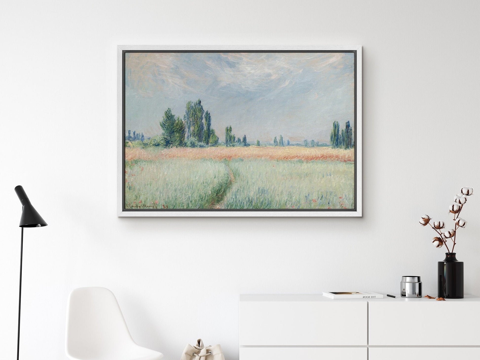 EasySuger Claude Monet Wall Art | The Cornfield | Framed Canvas Wall Art with hanging kit