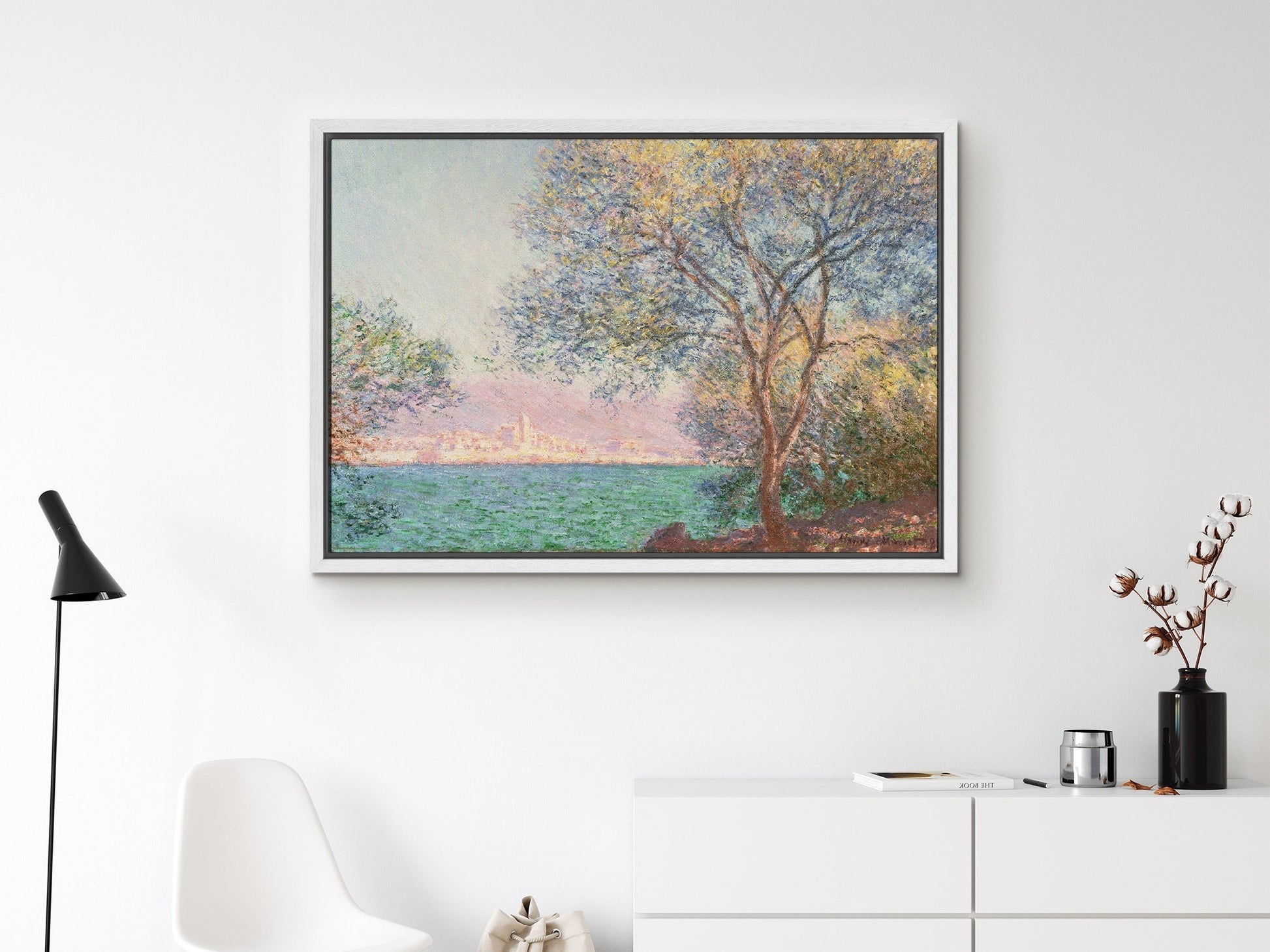 EasySuger Claude Monet Wall Art | Antibes in the Morning | Framed Canvas Wall Art with hanging kit