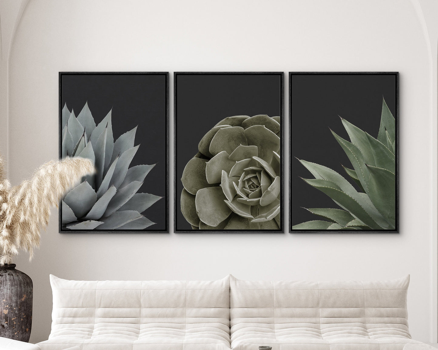 EasySuger Set of 3 Succulent Wall Art, Botanical Wall Art, Framed Canvas Wall Art for Living room and Bedroom, Natural Wall Art