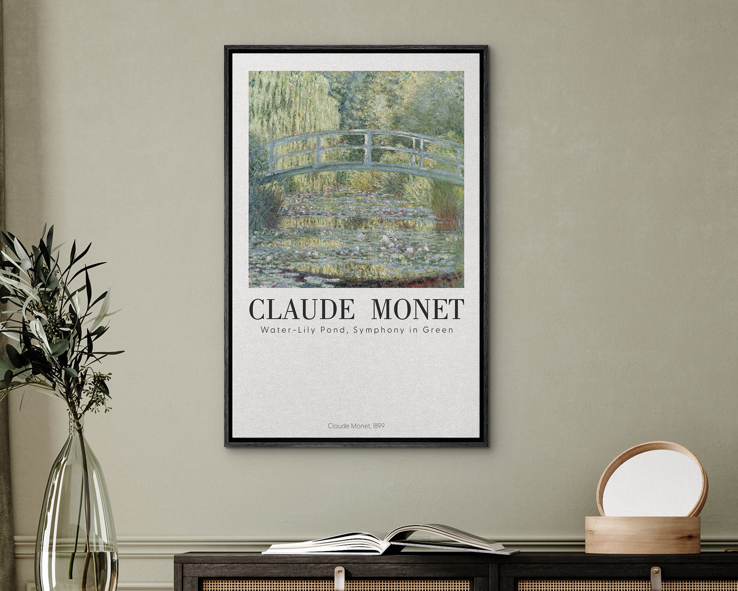 EasySuger Claude Monet Wall Art | Water-Lily Pond, Symphony in Green, 1899 | Framed Canvas Wall Art with hanging kit