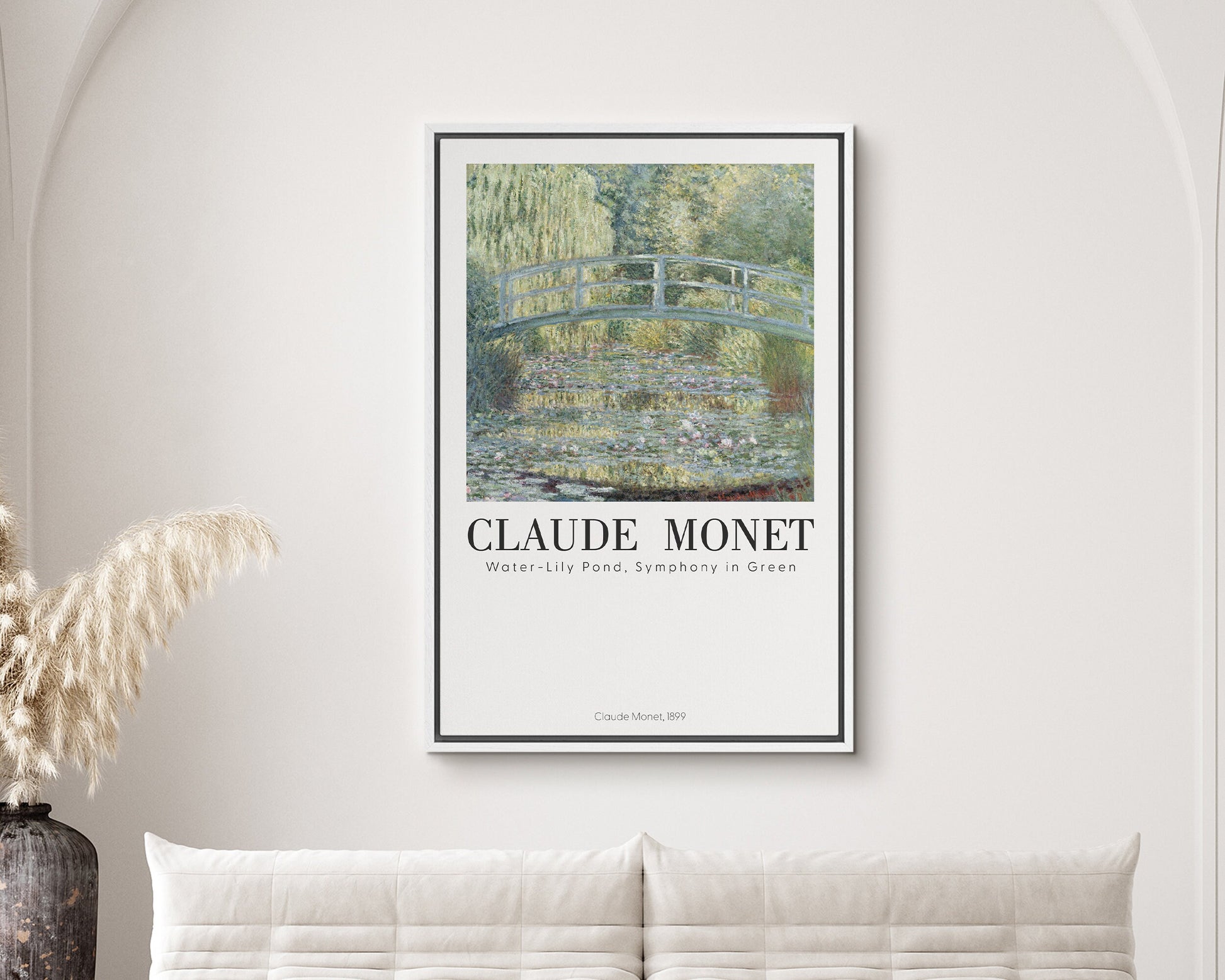 EasySuger Claude Monet Wall Art | Water-Lily Pond, Symphony in Green, 1899 | Framed Canvas Wall Art with hanging kit