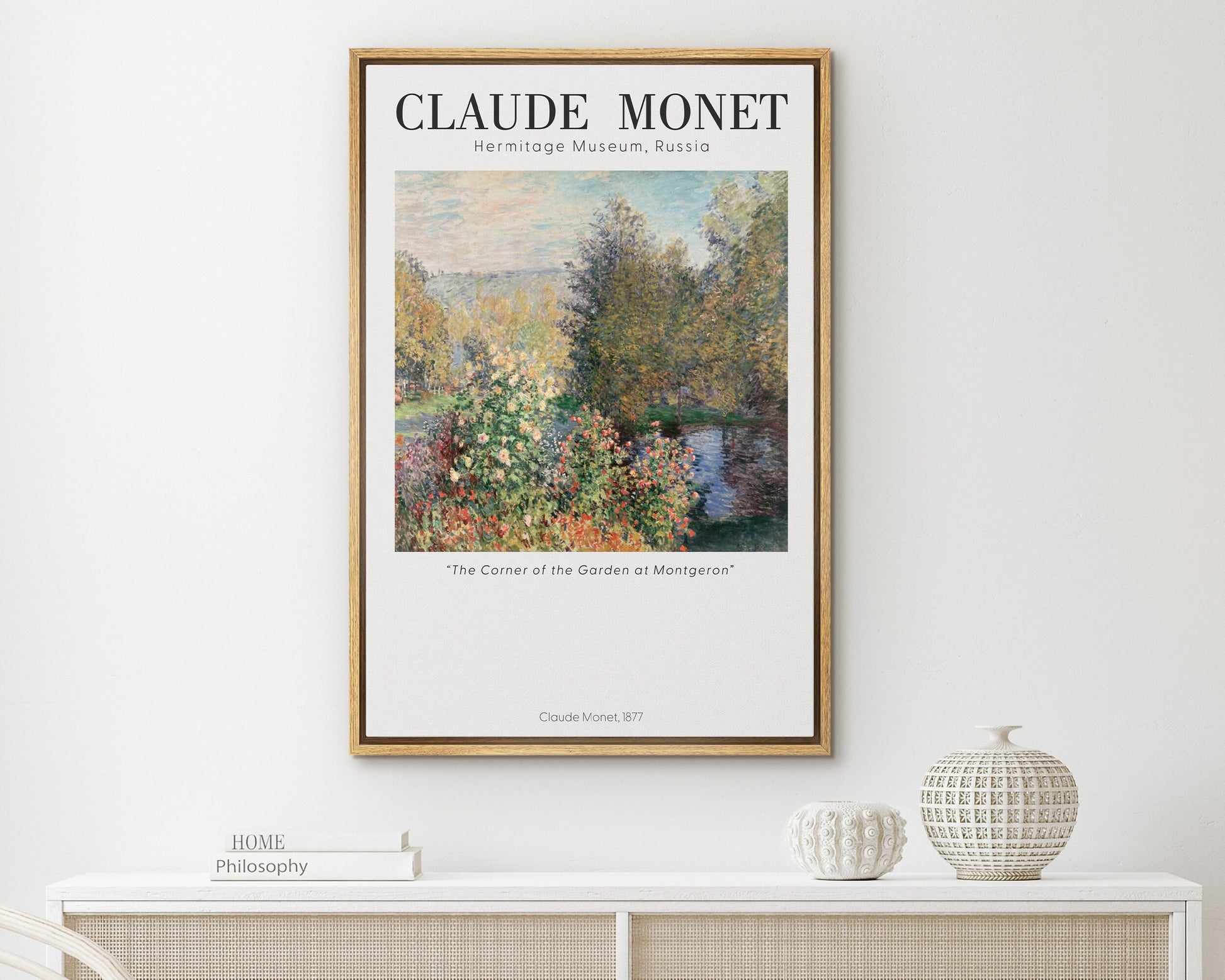 EasySuger Claude Monet Wall Art | The Corner of the Garden at Montgeron, 1877 | Framed Canvas Wall Art with hanging kit