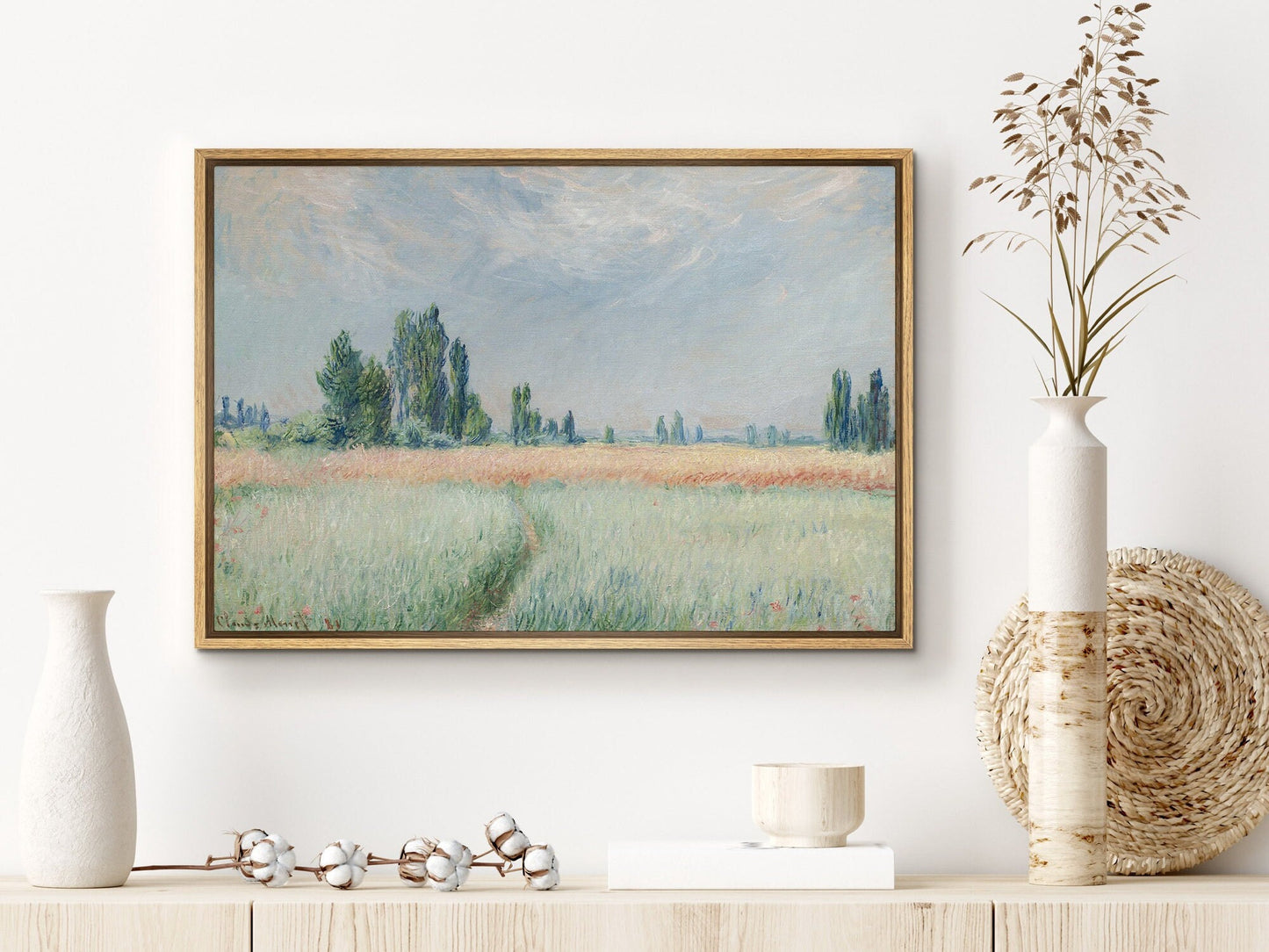 EasySuger Claude Monet Wall Art | The Cornfield | Framed Canvas Wall Art with hanging kit