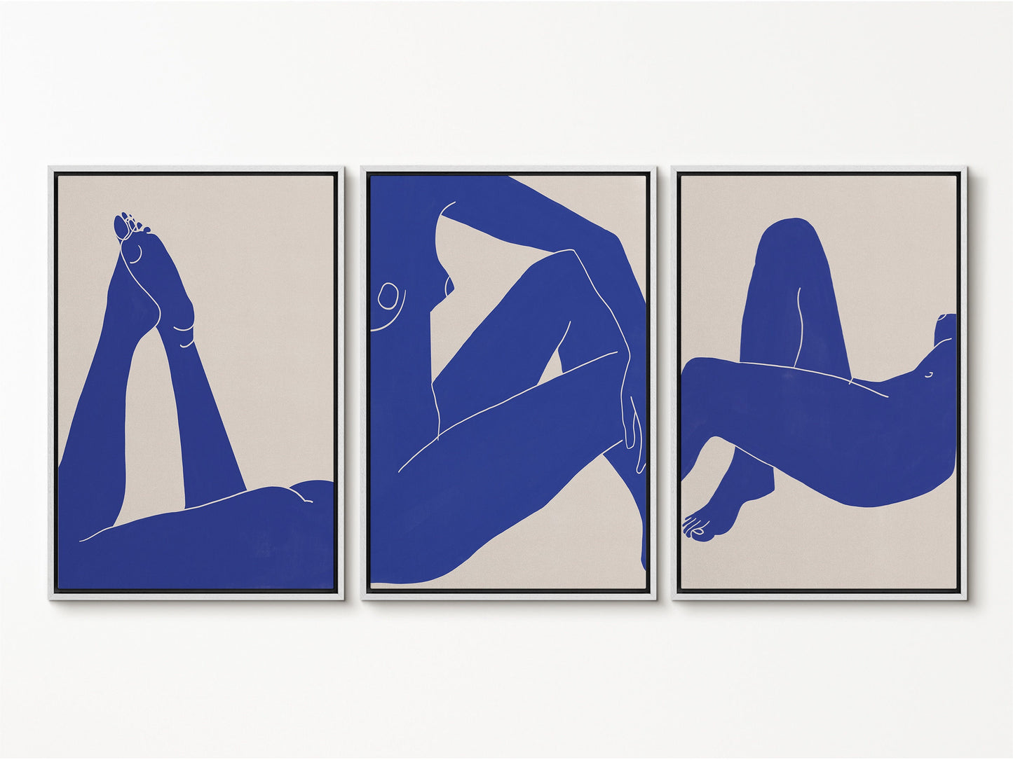 EasySuger 3 pieces set of Henri Matisse Print Blue/Pale Tone Nude Figures Wall Art, Modern wall art for bedroom, living room and dining room