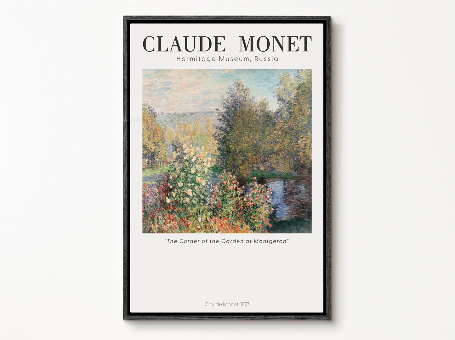 EasySuger Claude Monet Wall Art | The Corner of the Garden at Montgeron, 1877 | Framed Canvas Wall Art with hanging kit