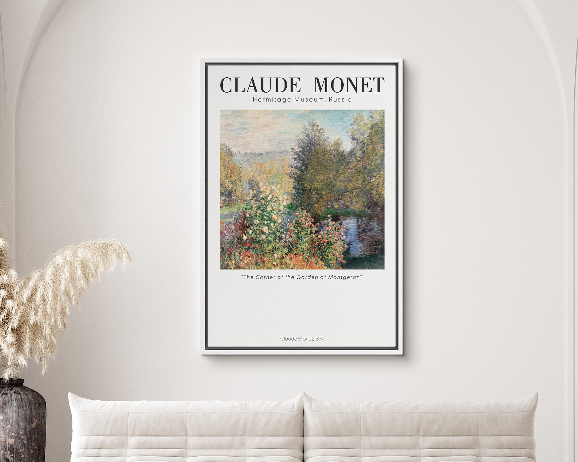 EasySuger Claude Monet Wall Art | The Corner of the Garden at Montgeron, 1877 | Framed Canvas Wall Art with hanging kit