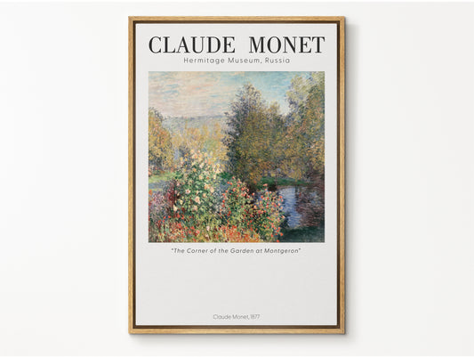 EasySuger Claude Monet Wall Art | The Corner of the Garden at Montgeron, 1877 | Framed Canvas Wall Art with hanging kit