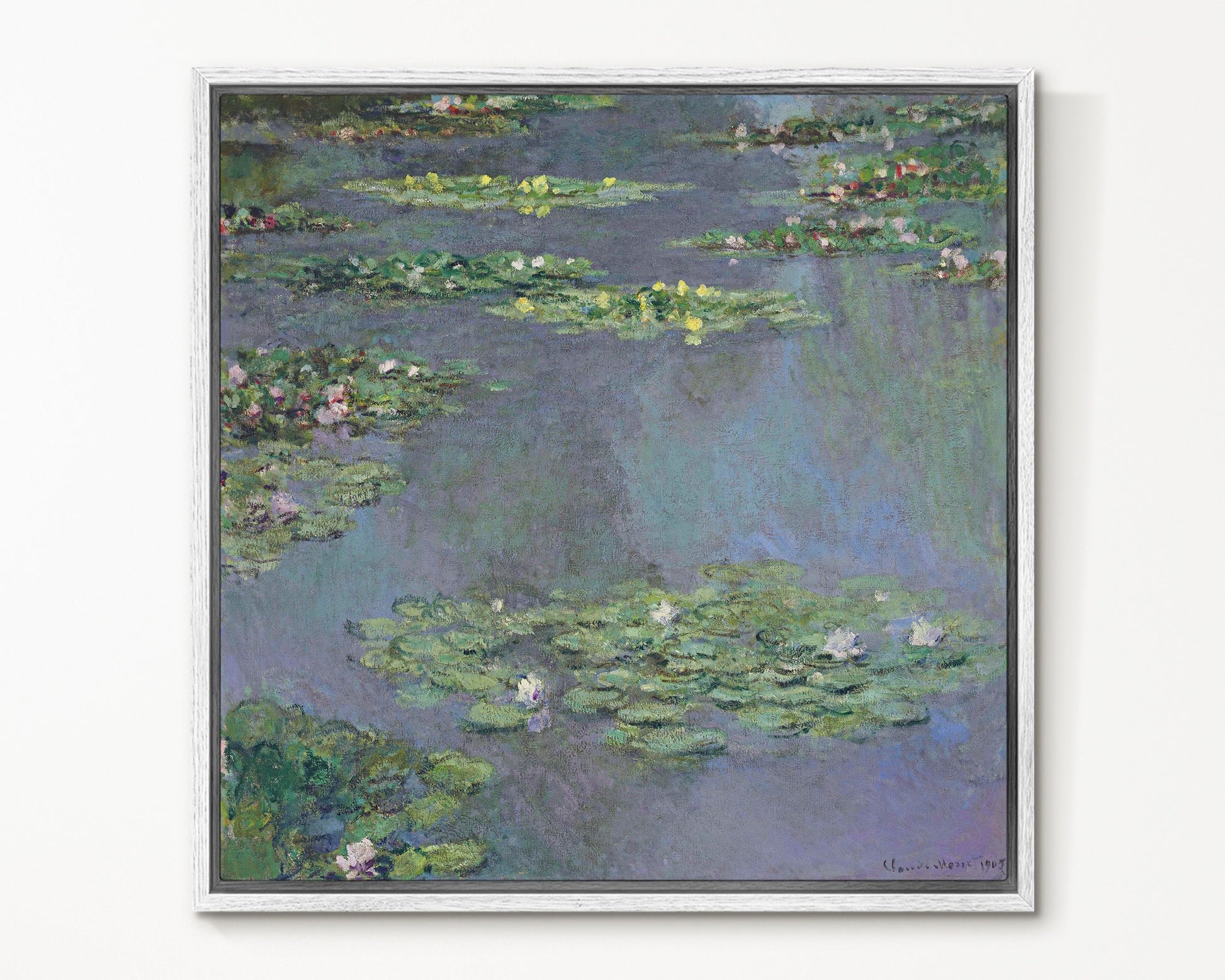 SouthandArt Claude Monet Wall Art | Water Lilies, 1905 | Framed Canvas Wall Art with hanging kit